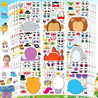 ByShane - Set van 36 Dieren Gezicht Stickers voor Kinderen - DIY Knutsel Stickers - Cartoon Stickers - Duurzame Stickers Blijvend Plezier | Creatieve Dieren Stickers voor Peuters-Jongens-Meisjes