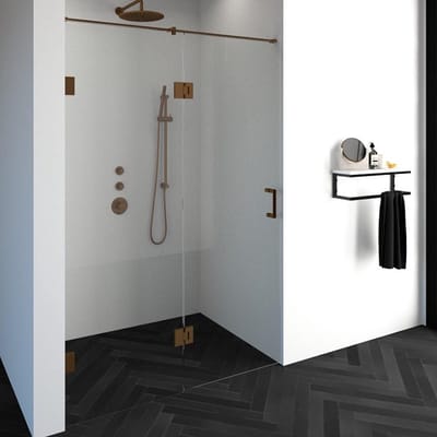 Brauer Void nisdeur 2-delig helder glas 140x200 omkeerbaar met draaideur 70 aan glas incl. glascoating PVD koper