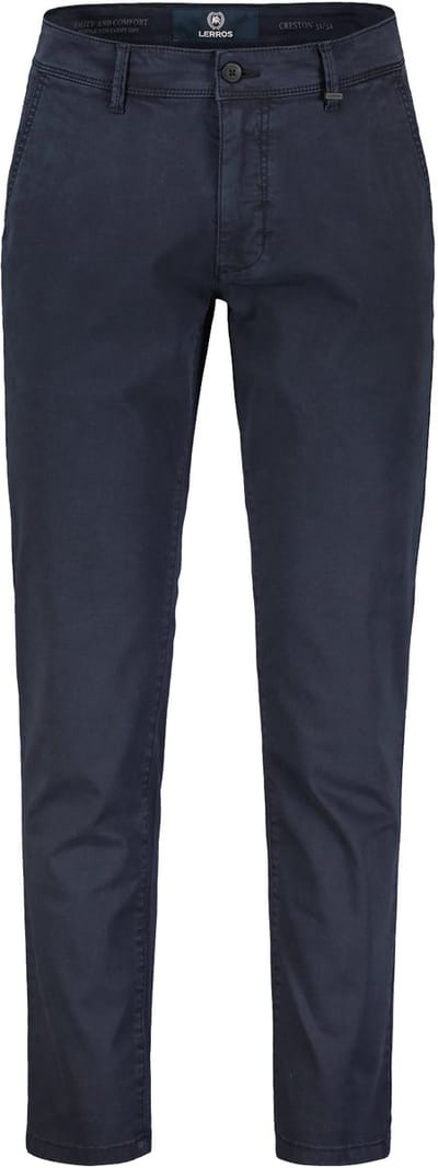 LERROS Basic chino van gestructureerde stof, slim fit , Maat: W38_L32 , Kleur: BLUE NIGHT , 80% katoen, 17% lyocell, 3% elastaan