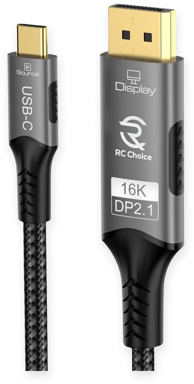 USB C naar DisplayPort Kabel - 16K 60Hz - 1 Meter - Sterk en Flexibel Nylon