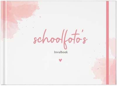 Fyllbooks - Schoolfotoboek Invulboek - Schoolfoto Album - Schooljarenboek - Watercolour Roze - Geschikt voor: 12 Portret- en Klassenfoto's