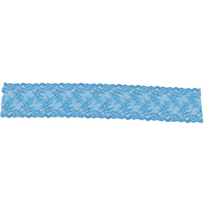 10yd Breed Rekbaar Kantlint Goede Elasticiteit Zacht Comfortabel 18cm Breed Kantstof met Bloempatroon voor Thuis blauw