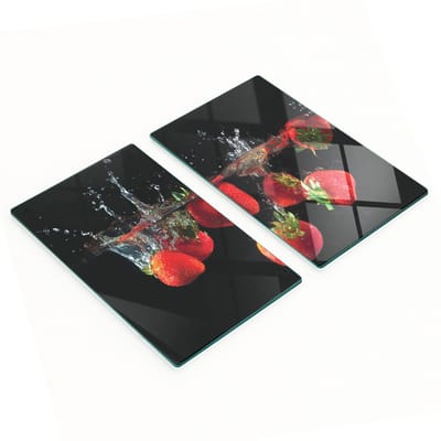 Decoratieve glazen snij- en serveerplanken voor aardbeien en water, 2x30x52 cm