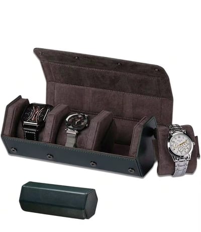 Luxe Horloge Rol 3 Stuks | Octagon Horlogedoos | Horloge Etui Leer | Watch Roll | Horloge Houder Sieradendoos | Horloge Opbergdoos | Groen