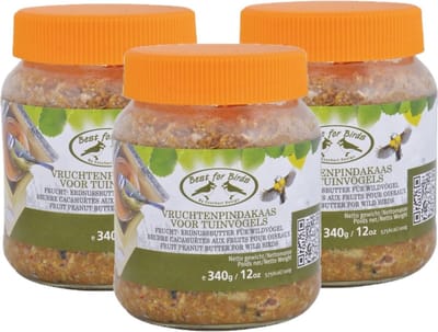 Best for Birds Vogelvoer - 3x - Vruchten pindakaas voor vogels - 340 gram - vogels voeren - vruchtenpindakaas - 4 seizoenen