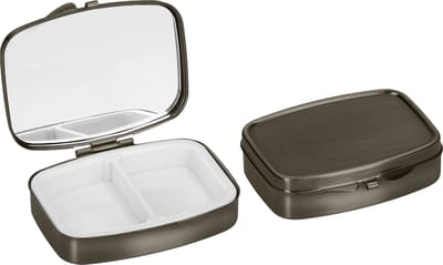 kwmobile Pillendoos met 2 vakken - Set van 2x Roestvrij Staal Pillendoosje - Organizer Voor Tabletten en Pillen - in brons