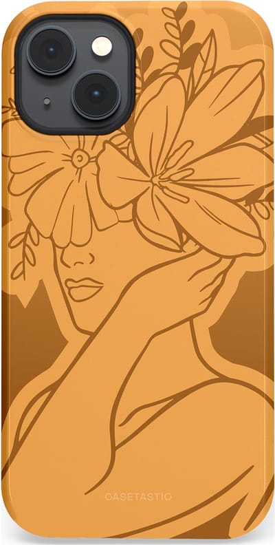 Casetastic hoesje geschikt voor Apple iPhone 14 Plus - MagSafe - Dubbellaagse bescherming - Botanische Elegantie - Fashion Case - Goud Bruin Terracotta