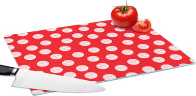 Glazen Snijplank - 39x28 - Stippen - Polka dot - Patronen - Rood - Wit - Snijplanken Glas
