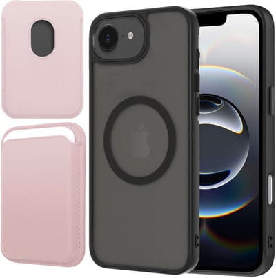 Hoesje + Pasjeshouder geschikt voor iPhone 16e - Portemonnee geschikt voor MagSafe - Magnetisch - Pasjes Houder - Creditcardhouder - Rose
