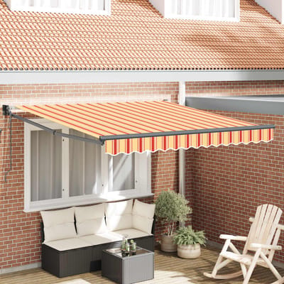 vidaXL - Uitschuifbare - luifel - Geel - en - Oranje - 350 - x - 250 - x - 165 - cm