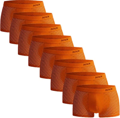 BOXR Oranje WK Boxershorts Heren 8 Pack - Oranje WK Boxershorts - Bamboe Ondergoed Heren - Duurzaam & Ademend - Zijdezacht - Perfecte Pasvorm - Ondergoed Heren - Onderbroeken Heren - Ideaal voor Dagelijks Gebruik & Sport