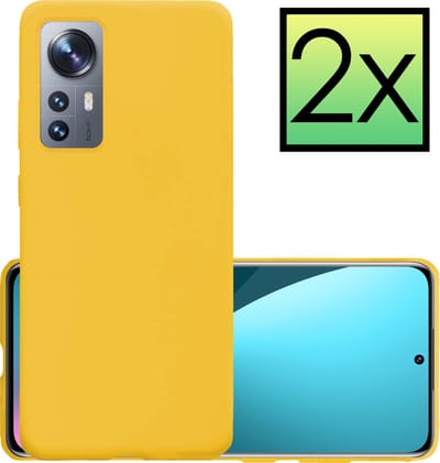 Hoesje - 2 Stuks - Geschikt voor Xiaomi 12 - Sterk & Shockproof - Case Siliconen - Back Cover - Telefoon Hoes - Geel