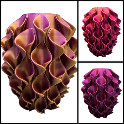 Layerzz - trendy vaas Florea - droogbloemen en zijdebloemen -uniek- meerkleurig- goud paars roze 25cm
