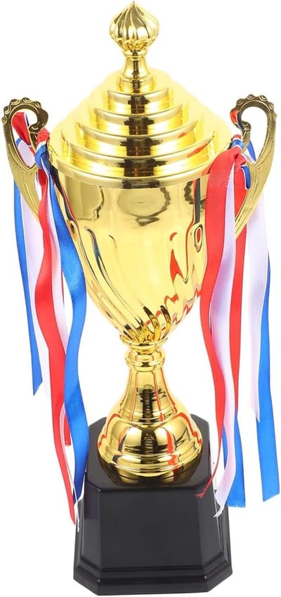 Prijzen Trofee - Winnaars Beker - Wedstrijd Beloning - Met Metalen Afwerking - 32.5 cm Hoog - Goudkleurig