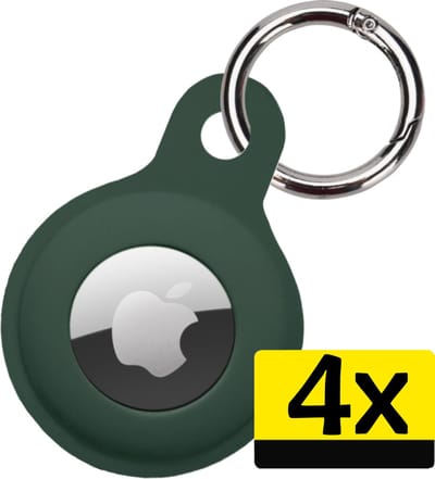 Hoesje Geschikt voor Apple AirTag Hoesje Sleutelhanger Houder - Siliconen Hoesje Geschikt voor Apple AirTag Hoesje - Donkergroen - 4 Stuks