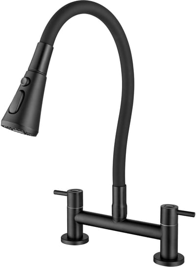 Dailygoods- Keukenmengkraan 360° draaibaar - Zwart - Dubbele Hendel - Gootsteen Mengkraan - Ergonomische Slang - 3 standen instelling - Keukenkraan