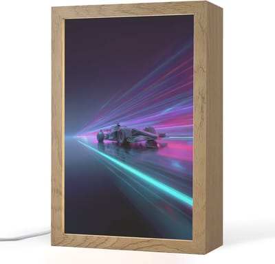 Nachtlampje 20x30 cm - Kinder lampje - Racewagen - Neon - Snelheid - Paars - Tafellamp kinderkamer - Slaapkamer lamp - Bedlamp kinderen - Kinderlampje stopcontact - Wandlamp babykamer - Nachtlampjes