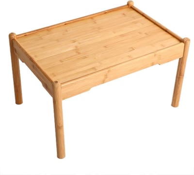Japanse Vloertafel - Lage Salontafel - Ontspannen Zitten - Massief Hout Constructie - 80x40x46cm - Beige