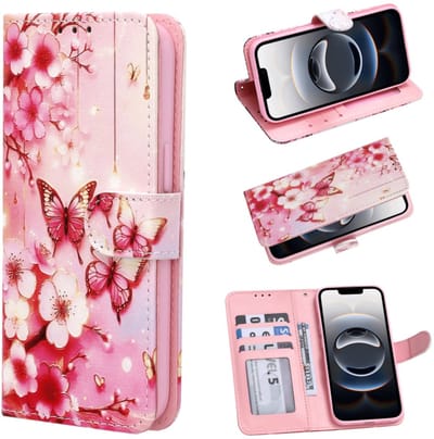 Casemania - Bookcase - iPhone 17 Pro - Bloemen vlinder Rood