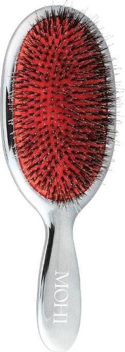 MOHI Bristle Nylon Spa Large Borstel - Zwijnenhaar borstel - Large - Brush - Borstel groot - Jongens en meisjes - Zilver - Brostel - Comb - Boar brush