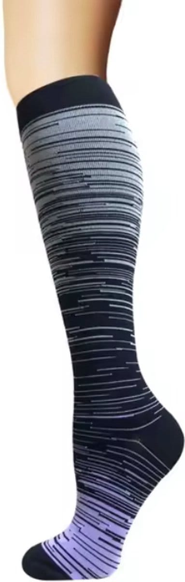 CHPN - Compressiekousen - Steunkousen - 1 paar - Hoge sokken - Beter bloedsomloop - Unisex - Zwart - Maat 41-46 - Warme kuiten tijdens het lopen