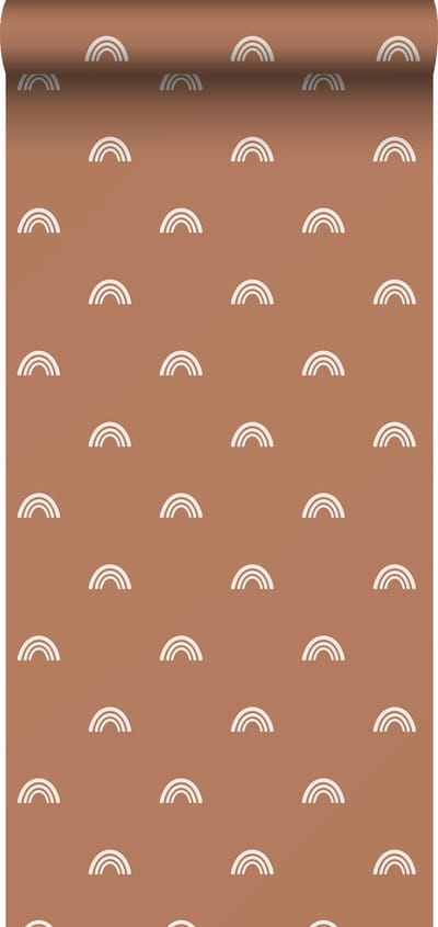 ESTAhome behang regenboogjes terracotta en wit - 50 x 900 cm - 139384