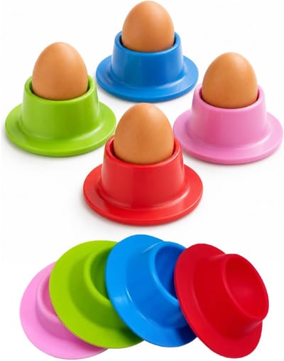 Bellatio Design Eierdopjes Rubber - set van 8x - multi kleuren - porselein - 9 x 2 cm - voor ontbijt/brunch/pasen