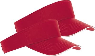 2x Rode/witte zonnekleppen petjes voor volwassenen - Katoenen rode/witte zonnekleppen met klittenbandsluiting - Dames/heren