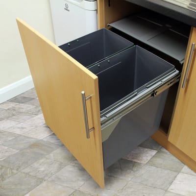 Inbouw prullenbak - rvs - 90 l - met blikjespers