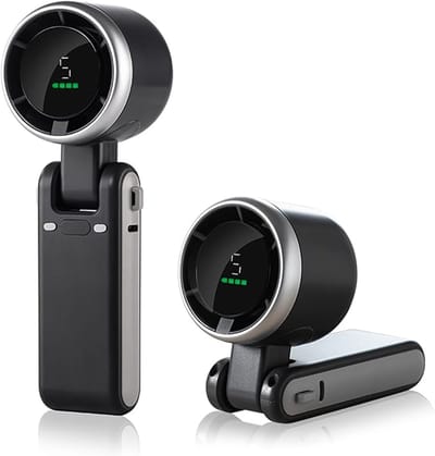 Draagbare mini-turboventilator met led-display, 180° inklapbare 3-in-1 persoonlijke ventilator met 5 snelheden voor op reis, buiten en thuis (zwart)