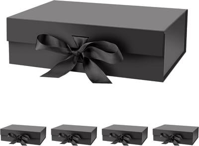 Set van 5 Luxe Geschenkdossen met Deksel en Magnetische Sluiting - Zwart Kadoverpakking