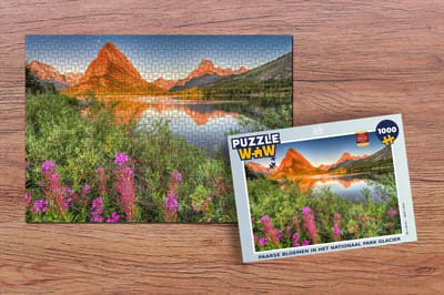 Puzzel Paarse bloemen in het Nationaal park Glacier - Legpuzzel - Puzzel 1000 stukjes volwassenen