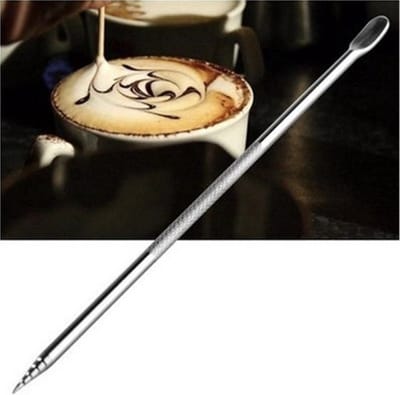 Knaak Pen - Cappuccino & Latte Decoratiepen - RVS Koffie Decoratie Accessoire - Zilver - 1 Stuk