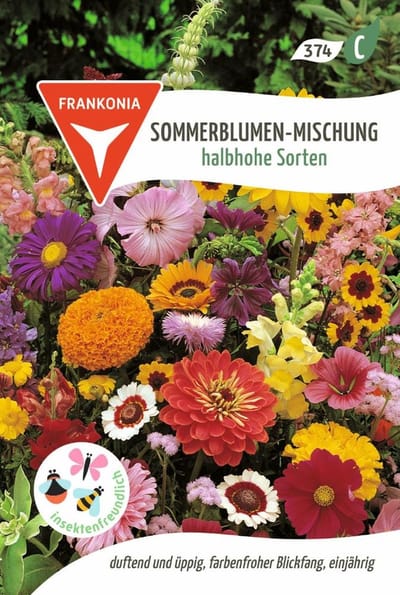 Zomerbloemenmix, middelgrote variëteiten, bloemenmix, bloemzaden, zaden