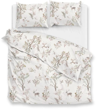 Zohome Hazel Dekbedovertrek - Ivoor - Tweepersoons - Dekbedhoes van 100% Katoen-Flanel - Bladeren - 200x220 + 2 slopen 60/70 cm - AW25