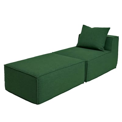 Chaise longue/accessoires voor bank MCW-O54, fauteuil ottomane recamière, stof/textiel (300 g/m²) 63 x 75 x 194 cm ~ groen