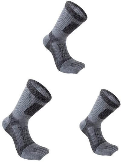 Grijze outdoorsokken heren maat 43-46 halflange sportkousen met gevoerde zool ademend zweetafvoerend geometrisch patroon wandel sokken hardloop sokken gym sokken 3 paar thermo sokken voor herfst en winter