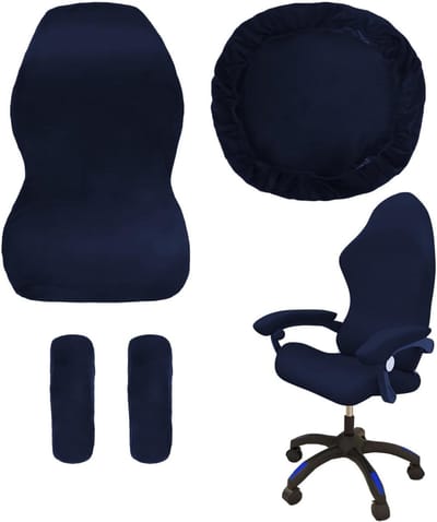 Gaming Stoelhoes Set van 4 Stuks met Armleuningen - Verwijderbaar, Wasbaar en Antislip - Geschikt voor Swivel Stoelen en Kantoorstoelen - Blauwe Kleur met Goede Elasticiteit