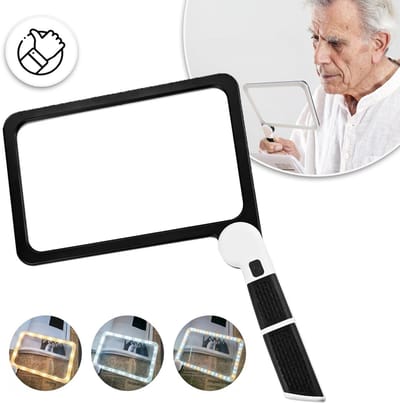 5x Vergrootglas Met Verlichting - Lichtgewicht Vergrootglas Voor Het Lezen Van Een Hele Pagina - Groot Vergrootglas Met Verlichting, 48 Ledlampjes En Ontspiegelende Lens - Ideaal Cadeau Voor Senioren Met Maculadegeneratie Of Slechtziendheid