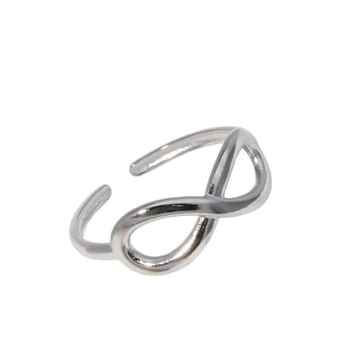 Aramat Jewels | Ringen | Stalen Verstelbare Open Ring - Infinity Symbool - One Size | Zilverkleur | |6mm | Staal | Volwassenen | Verkleurd niet