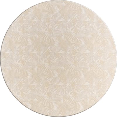 MixMamas Rond Tafelkleed Gecoat Jacquard - Ø 180 cm - Palm Leaves- Beige