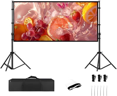 Projectiescherm met Statief - Mobiel Scherm - Thuisbioscoop Ervaring - Kreukvrij 4K HD - 150 Inch - Zwart
