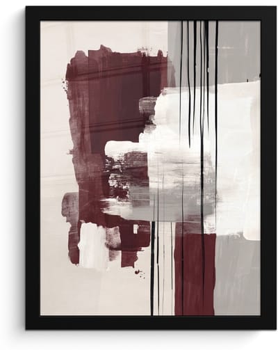 Poster in lijst - Fotolijst 30x40 cm - Posters - Penseelstreken - Abstract - Lijnen - Rood - Posterlijst zwart - Decoratie - Wanddecoratie woonkamer - Muurdecoratie slaapkamer
