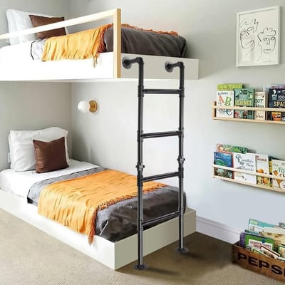 Stapelbedladder Metaal - Zolder Klimladder - Veilig Toegang Creëren - Robuuste Constructie - 44x148cm - Zwart