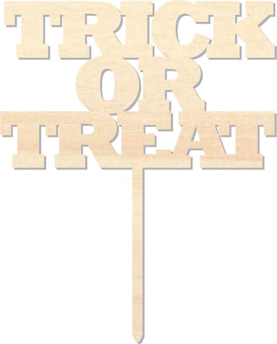 Houten caketopper / taarttopper - Trick or Treat - Taart / Cake topper op bestelling gemaakt