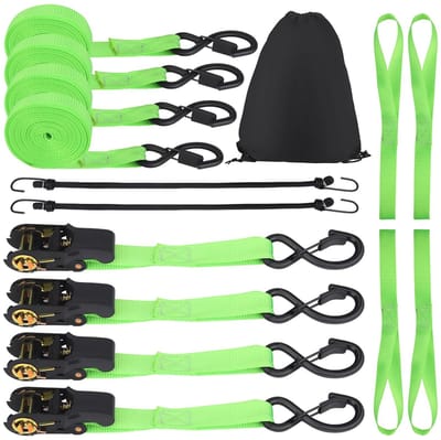 Dailygoods - Spanbanden met Ratel - Set van 4 Stuks voor Motorfiets en Transport