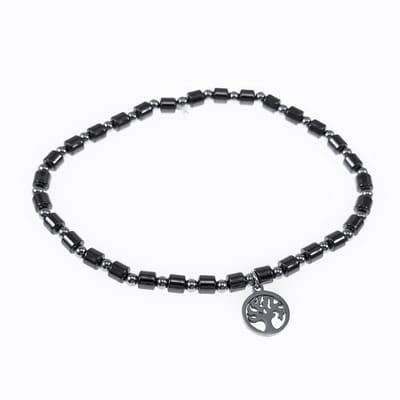 Levensboom Armband Dames - Hematiet Antraciet - RVS Kralen - Edelsteen - Kralenarmband