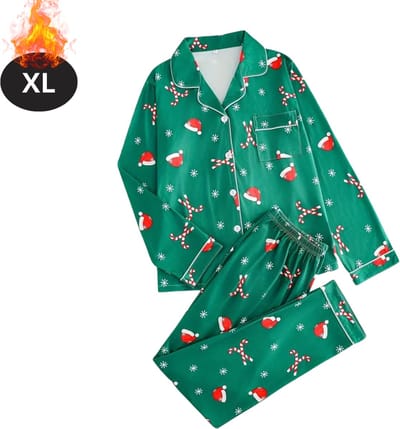 Bovista Kerst Pyjama - Dames - Kerstpyjama - Vrouwen - Slaapkleding Volwassenen - Set - Broek - Shirt - Christmas - Groen - Maat XL