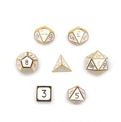 Metalen Polyhedrale Dobbelstenen Set - 7 Stuks voor Rollenspellen en Onderwijs - Inclusief Opbergtas