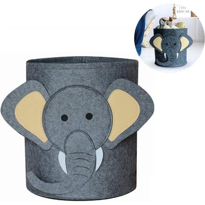 Cartoon Opbergemmer van Vilt Kinder Speelgoed Opbergtas voor Vuile Kleding Multifunctioneel Praktisch beige